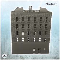 Grand bâtiment moderne d'angle avec magasin au rez-de-chaussée et cheminées de toit (13)