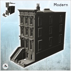 Immeuble moderne en briques avec cheminée et escalier d'accès à l'étage (15)