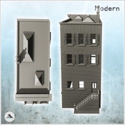 Modern brick building with chimney and staircase to the first floor (15)