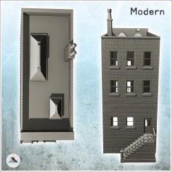 Immeuble moderne en briques avec fronton et escalier d'accès à l'étage (16)