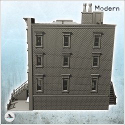 Immeuble moderne en briques avec escalier et porte d'accès au toit (18)