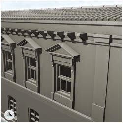 Long bâtiment à toit en tuile avec étage et long balcon (1)