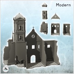Monastère néo-classique en ruine avec fronton et clocher (10)