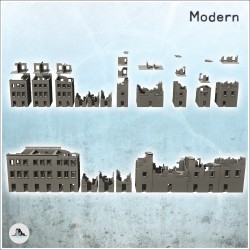 Set de dix bâtiment urbains à étages à toit simple (version en ruine) (13)