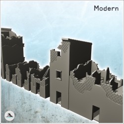Set de dix bâtiment urbains à étages à toit simple (version en ruine) (13)