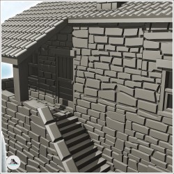 Maison en pierre apparente avec escalier d'accès et toit en tuiles (20)