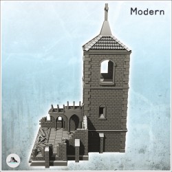 Ruined church with bell tower (with... - 3D STL | Hartolia Miniatures