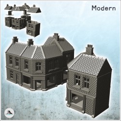Set of brick houses with...