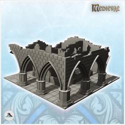 Bâtiment en ruine avec cour extérieure à arches (21)