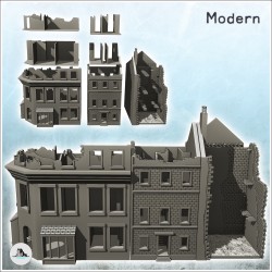 Set de trois bâtiments en ruine avec cheminée et boutique (24)