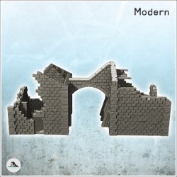 Bâtiment en ruine en pierre avec passage sous arche et charpente (35)