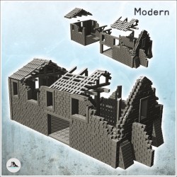 Bâtiment en ruine avec large porte et charpente en bois (36)