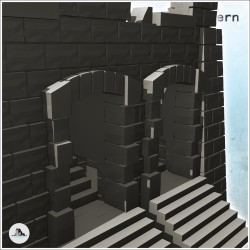 Bâtiment en ruine avec grand escalier d'accès double (38)