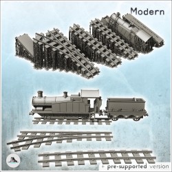 Locomotive à vapeur avec wagonnets de charbon et set de rails (4)
