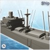 Set of two large transport ships with chimneys and boats (3)