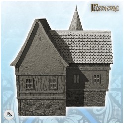 Large medieval house with tiled roof, fireplace and large entrance door (22)