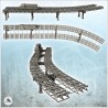 Set of elevated train tracks with modern diesel locomotive (1)