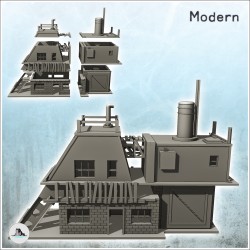 Two-storey brick factory with chimney and steel beam (intact version) (7)