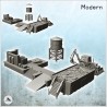 Set of industrial elements with tipper, dock, backhoe and water tank (8)