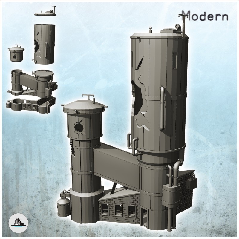 Double réservoirs à grains industriel avec annexe et tuyaux extérieurs (version détruite) (11)