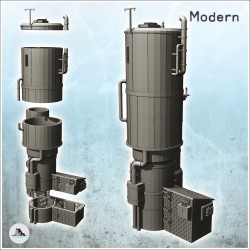 Double réservoirs à grains industriel avec annexe et tuyaux extérieurs (version intacte) (12)