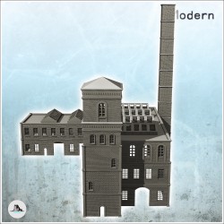 Large modern multi-storey brick industrial plant with chimney (intact version) (13)