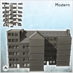 Grand bâtiment industriel en brique à étages et cheminée (15)