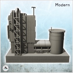 Usine industrielle en brique sur plateforme avec cuve annexe et tuyaux (version en ruine) (18)