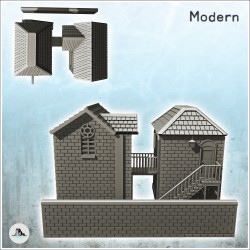 Bâtiments industriels en briques avec passerelle et muret (23)