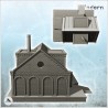 Brick industrial storage warehouse on platform with chimney and canopy (24)
