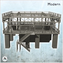 Plateforme industrielle en poutres d'aciers sur base en briques avec escalier d'accès (25)