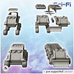 Futuristic transport vehicle set with variants and trailer (10)