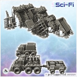 Set de véhicules de transport futuristes avec variantes et remorque (10)