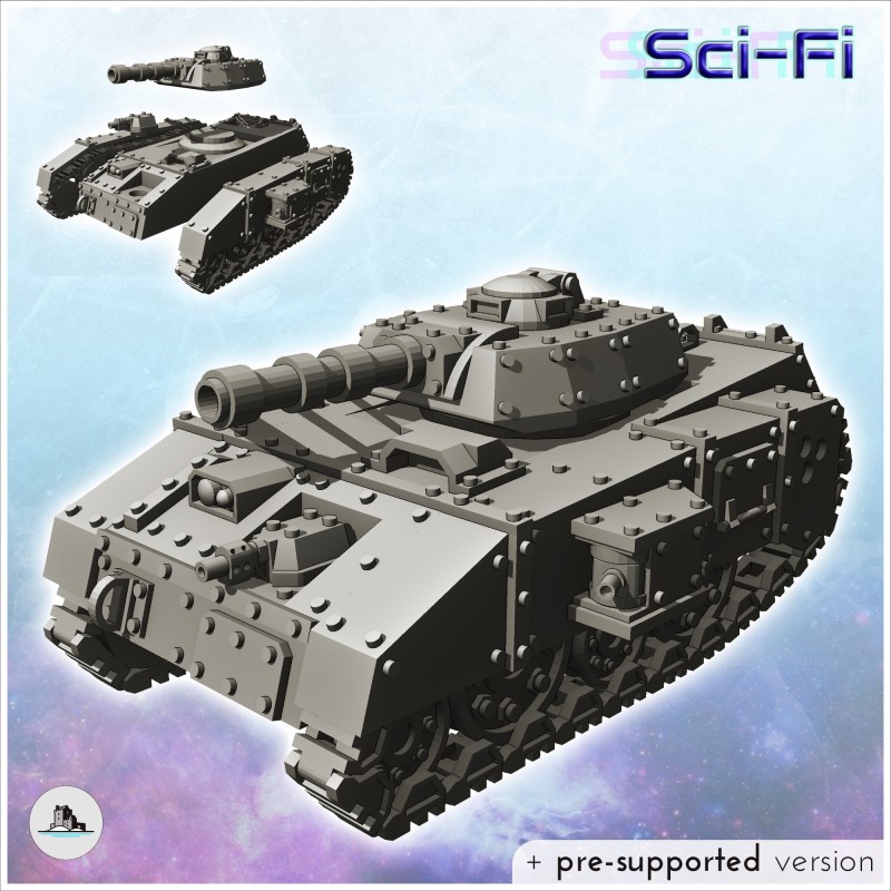 Futuristic Imperial heavy battle tank with side cannons and turret (15)