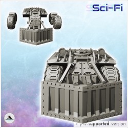 Futuristic armored assault halftrack with front blade and spotlights (25)