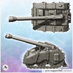 Canon d'artillerie avec grand obusier inclinable et chenilles (27)