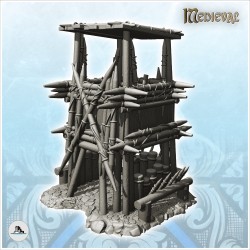 Wooden spike tower with storey and roof (7)
