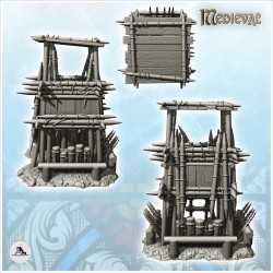 Wooden spike tower with storey and roof (7)