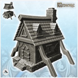 Medieval house with wooden...