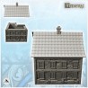 Grande maison médiévale avec étage décalé et toit en pente à fenêtres (14)