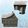 Large medieval house with offset storey and pitched roof with windows (14)