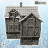 Large medieval house with offset storey and pitched roof with windows (14)