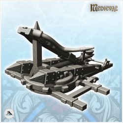 Wooden onage siege engine with notched platform and rope (2)