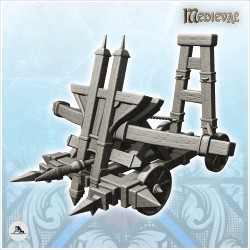 Two-wheeled wooden ballista siege engine with arrows (5)