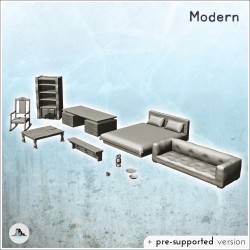 Set de meubles modernes d'intérieur avec lit et canapé (6)