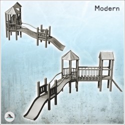 Modern children's play structure with slide (8)