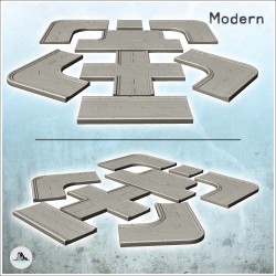 Set de routes modernes modulaires avec carrefour (10)