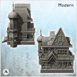 Modern spooky manor house with staircase and stone platform (2)