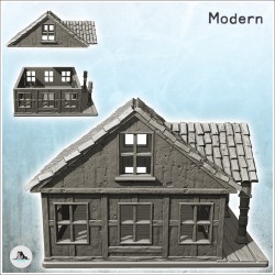 Maison moderne avec auvent d'entrée à double colonnes (5)