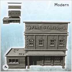 Modern multi-storey fire station with columns and driveway (6)